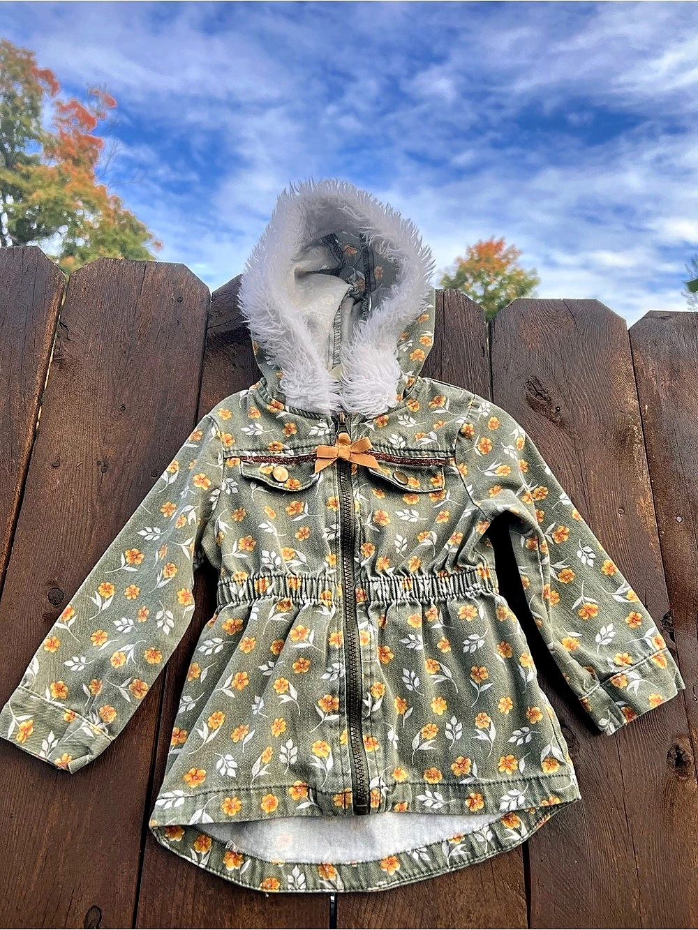 Little Lass Fall Floral Hooded Jacket - Girls Size 24M